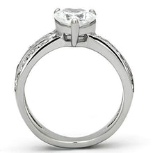 TK851 - High polished (no plating) Stainless Steel Ring with AAA Grade CZ  in Clear