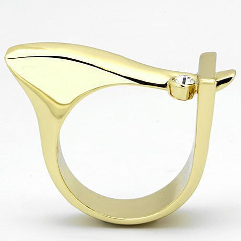 TK853 - IP Gold(Ion Plating) Stainless Steel Ring with Top Grade Crystal  in Clear