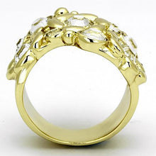 TK856 - IP Gold(Ion Plating) Stainless Steel Ring with Top Grade Crystal  in Clear