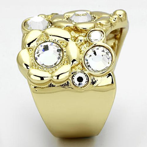 TK856 - IP Gold(Ion Plating) Stainless Steel Ring with Top Grade Crystal  in Clear