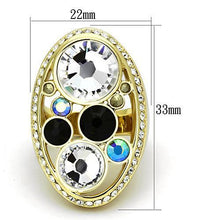 TK857 - IP Gold(Ion Plating) Stainless Steel Ring with Top Grade Crystal  in Multi Color