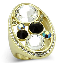 TK857 - IP Gold(Ion Plating) Stainless Steel Ring with Top Grade Crystal  in Multi Color