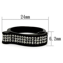 TK862 - IP Black(Ion Plating) Stainless Steel Ring with Top Grade Crystal  in Black Diamond