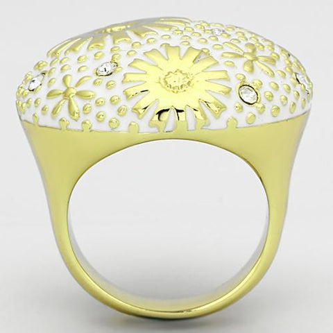 TK875 - IP Gold(Ion Plating) Stainless Steel Ring with Top Grade Crystal  in Clear