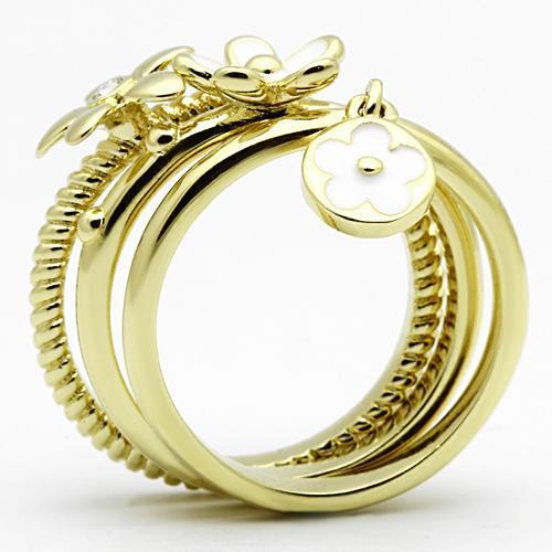 TK878 - IP Gold(Ion Plating) Stainless Steel Ring with Top Grade Crystal  in Clear