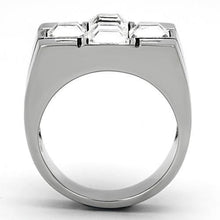 TK919 - High polished (no plating) Stainless Steel Ring with Top Grade Crystal  in Clear