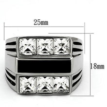 TK920 - High polished (no plating) Stainless Steel Ring with Top Grade Crystal  in Clear