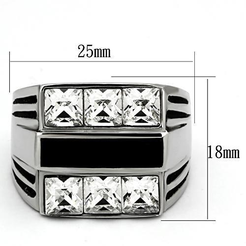 TK920 - High polished (no plating) Stainless Steel Ring with Top Grade Crystal  in Clear