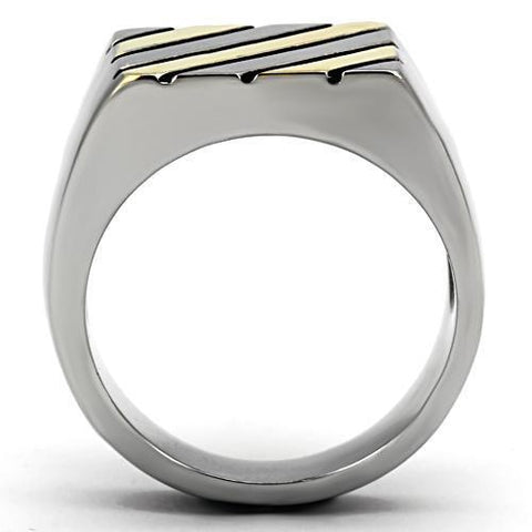 TK952 - Two-Tone IP Gold (Ion Plating) Stainless Steel Ring with No Stone