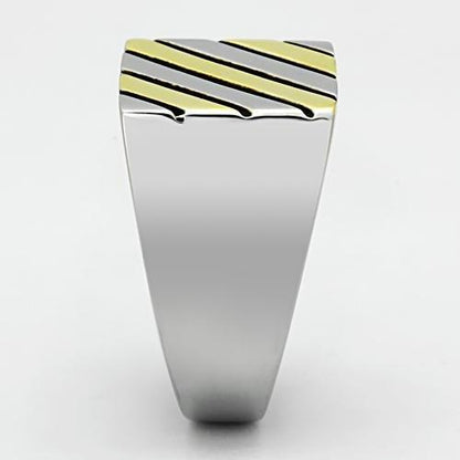 TK952 - Two-Tone IP Gold (Ion Plating) Stainless Steel Ring with No Stone