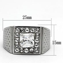 TK955 - High polished (no plating) Stainless Steel Ring with AAA Grade CZ  in Clear