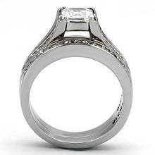 TK969 - High polished (no plating) Stainless Steel Ring with AAA Grade CZ  in Clear