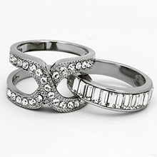 TK970 - High polished (no plating) Stainless Steel Ring with Top Grade Crystal  in Clear