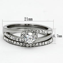 TK971 - High polished (no plating) Stainless Steel Ring with AAA Grade CZ  in Clear