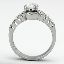 TK974 - High polished (no plating) Stainless Steel Ring with AAA Grade CZ  in Clear