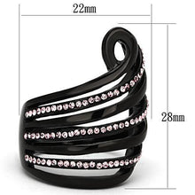 TK977 - IP Black(Ion Plating) Stainless Steel Ring with Top Grade Crystal  in Light Rose