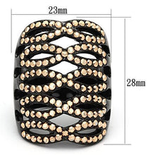 TK979 - IP Black(Ion Plating) Stainless Steel Ring with Top Grade Crystal  in Metallic Light Gold