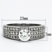 TK997 - High polished (no plating) Stainless Steel Ring with AAA Grade CZ  in Clear