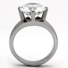 TK999 - High polished (no plating) Stainless Steel Ring with AAA Grade CZ  in Clear