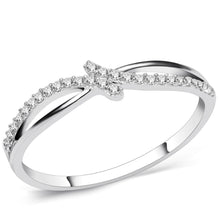 TS074 - Rhodium 925 Sterling Silver Ring with AAA Grade CZ  in Clear