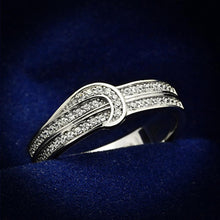 TS091 - Rhodium 925 Sterling Silver Ring with AAA Grade CZ  in Clear