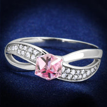 TS313 - Rhodium 925 Sterling Silver Ring with Top Grade Crystal  in Light Rose