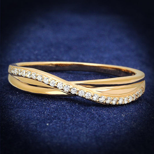 TS591 - Rose Gold 925 Sterling Silver Ring with AAA Grade CZ  in Clear