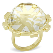 VL006 - Gold Brass Ring with Synthetic Synthetic Glass in Clear